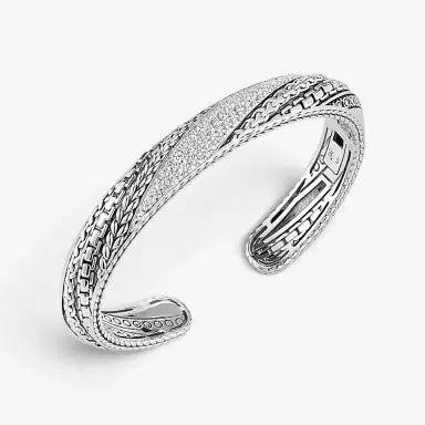 JAI JAI Master Artisan Sterling Silver White Topaz Cuff Bangle Bracelet JJH5005B-WT - M by The Solist | Thumbnail 2