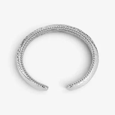 JAI JAI Master Artisan Sterling Silver White Topaz Cuff Bangle Bracelet JJH5005B-WT - M by The Solist | Thumbnail 3