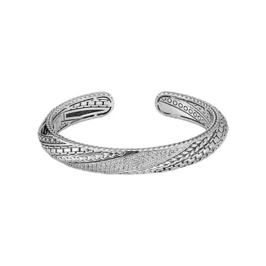JAI JAI Master Artisan Sterling Silver White Topaz Cuff Bangle Bracelet JJH5005B-WT - M by The Solist | Thumbnail 1