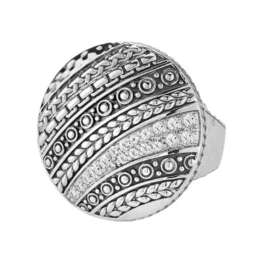 JAI JAI Master Artisan Sterling Silver White Topaz Disk Ring JJH3020R-WT - by The Solist | Thumbnail 1