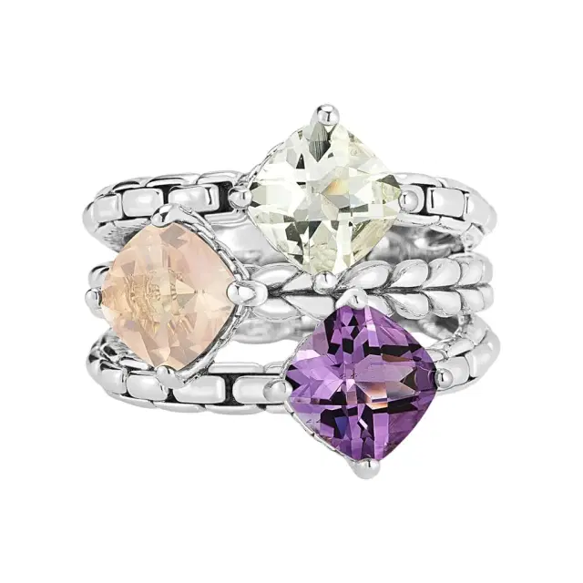 JAI JAI Modern Artisan Sterling Silver Ice Multi-Gemstone Statement Ring JJH1022R-IC - by The Solist