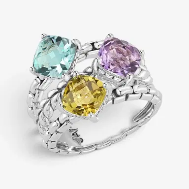 JAI JAI Modern Artisan Sterling Silver Sea Multi-Gemstone Statement Ring JJH1022R-SE - by The Solist | Thumbnail 2