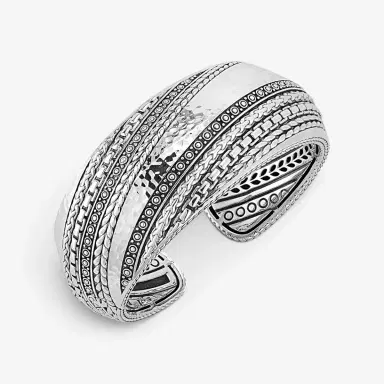JAI JAI Modern Artisan Sterling Silver Textured Cuff Bangle Bracelet JJH5004B - S by The Solist | Thumbnail 2