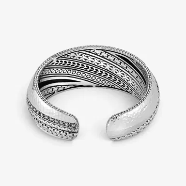 JAI JAI Modern Artisan Sterling Silver Textured Cuff Bangle Bracelet JJH5004B - S by The Solist | Thumbnail 4