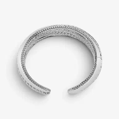JAI JAI Modern Artisan Sterling Silver Textured Cuff Bangle Bracelet JJH5004B - M by The Solist | Thumbnail 3