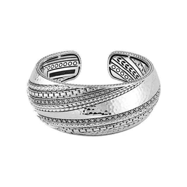 JAI JAI Modern Artisan Sterling Silver Textured Cuff Bangle Bracelet JJH5004B - M by The Solist