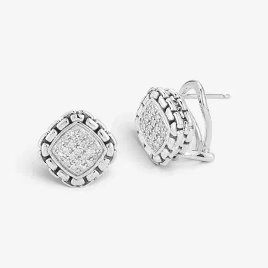 JAI JAI Pave Diamond Sterling Silver Cushion Stud Earrings by The Solist | Thumbnail 2