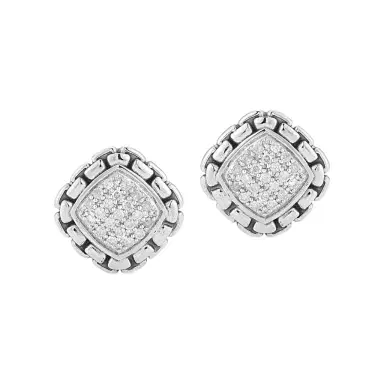 JAI JAI Pave Diamond Sterling Silver Cushion Stud Earrings by The Solist | Thumbnail 1