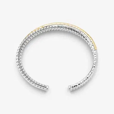 JAI JAI Sterling Silver & 14K Yellow Gold Crossover Hinged Cuff Bangle Bracelet JJH5 - M by The Solist | Thumbnail 3