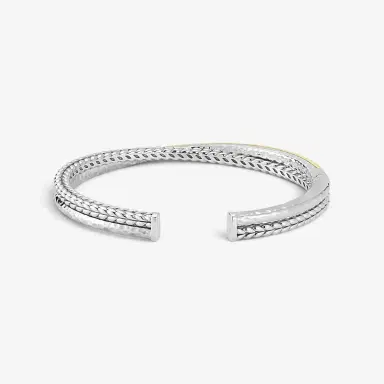 JAI JAI Sterling Silver & 14K Yellow Gold Crossover Hinged Cuff Bangle Bracelet JJH5 - M by The Solist | Thumbnail 4