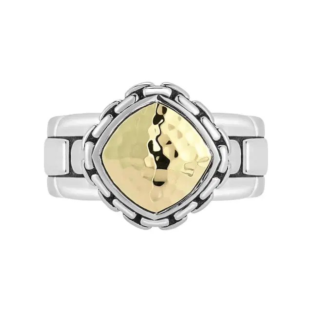 JAI JAI Sterling Silver & 14K Yellow Gold Hammered Statement Ring JJH3006RG - by The Solist
