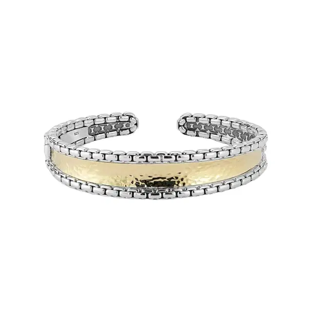 JAI JAI Sterling Silver & 14K Yellow Gold Inlaid Hammered Cuff Bangle Bracelet JJH30 - S by The Solist