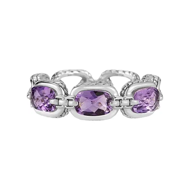JAI JAI Sterling Silver Amethyst Link Band Ring JJH1018R-AM - by The Solist