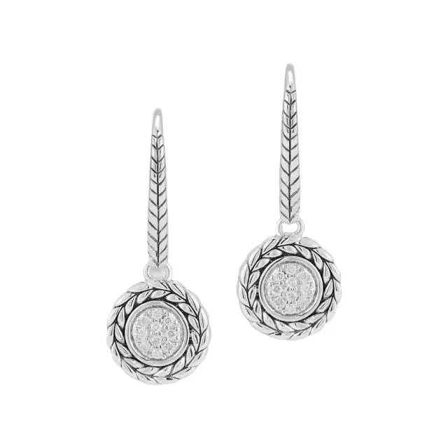 JAI JAI Sterling Silver Diamond Basketweave Drop Earrings by The Solist