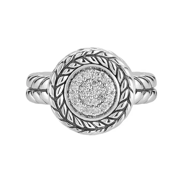JAI JAI Sterling Silver Diamond Box Chain Statement Ring JJH6002R-DI - by The Solist