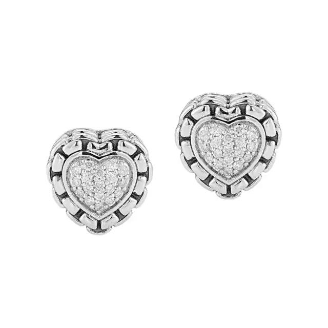 JAI JAI Sterling Silver Diamond Heart Stud Earrings by The Solist