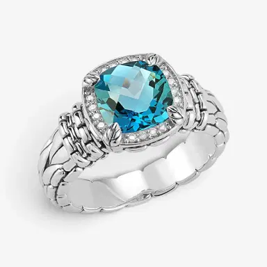 JAI JAI Sterling Silver Diamond London Blue Topaz Statement Ring JJH6007R-LTDI - by The Solist | Thumbnail 2