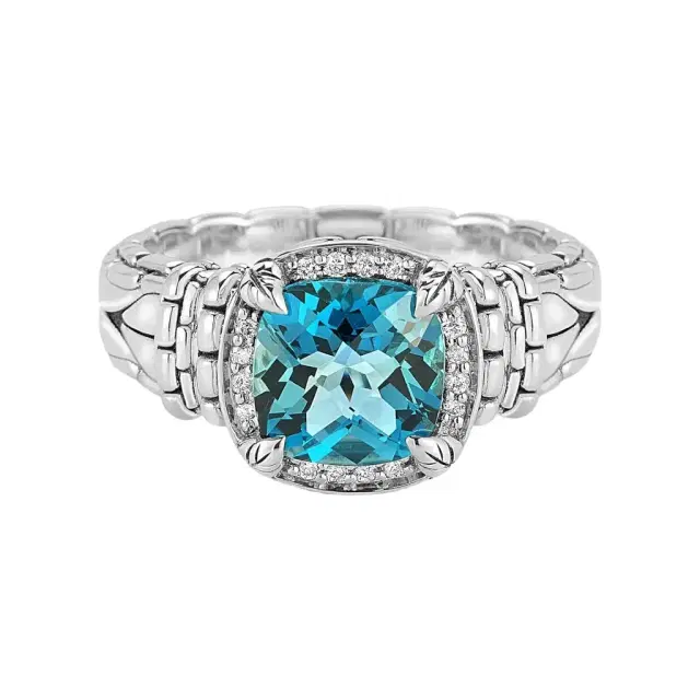 JAI JAI Sterling Silver Diamond London Blue Topaz Statement Ring JJH6007R-LTDI - by The Solist