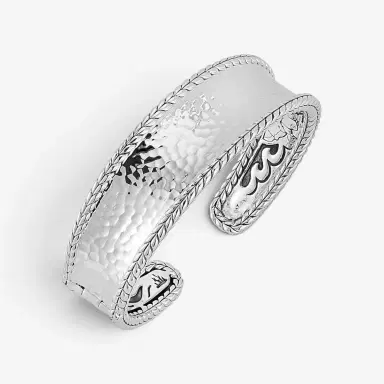 JAI JAI Sterling Silver Hammered Cuff Bangle Bracelet JJH3008B - S by The Solist | Thumbnail 2