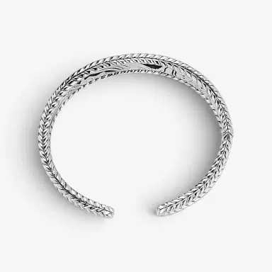 JAI JAI Sterling Silver Hammered Cuff Bangle Bracelet JJH3008B - S by The Solist | Thumbnail 3