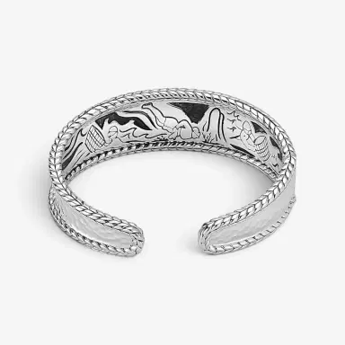 JAI JAI Sterling Silver Hammered Cuff Bangle Bracelet JJH3008B - S by The Solist | Thumbnail 4