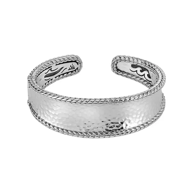 JAI JAI Sterling Silver Hammered Cuff Bangle Bracelet JJH3008B - L by The Solist