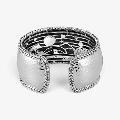 JAI JAI Sterling Silver Hammered Wide Cuff Bangle Bracelet JJH3009B - S by The Solist | Thumbnail 4