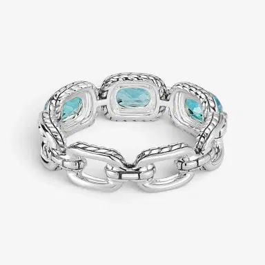 JAI JAI Sterling Silver Light Swiss Blue Topaz Link Band Ring JJH1018R-BT - by The Solist | Thumbnail 3