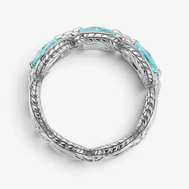 JAI JAI Sterling Silver Light Swiss Blue Topaz Link Band Ring JJH1018R-BT - by The Solist | Thumbnail 4