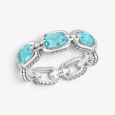 JAI JAI Sterling Silver Light Swiss Blue Topaz Link Band Ring JJH1018R-BT - by The Solist | Thumbnail 2