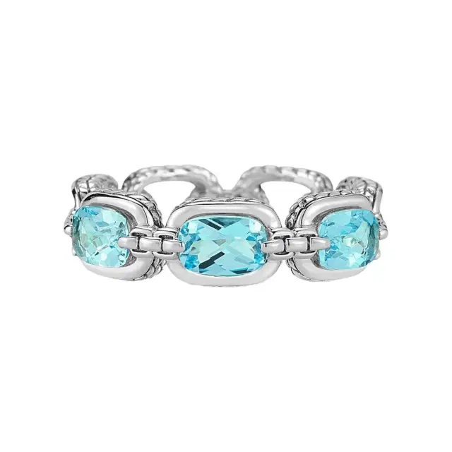 JAI JAI Sterling Silver Light Swiss Blue Topaz Link Band Ring JJH1018R-BT - by The Solist