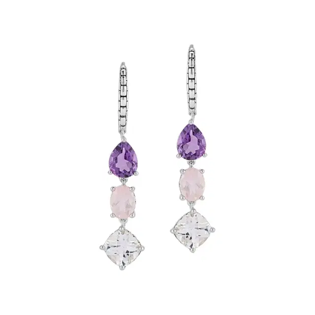 JAI JAI Sterling Silver Multi-Gemstone Dangle Earrings by The Solist