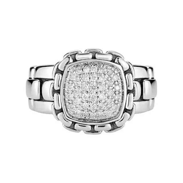 JAI JAI Sterling Silver Pave Diamond Cushion Statement Ring JJH6005R-DI - by The Solist