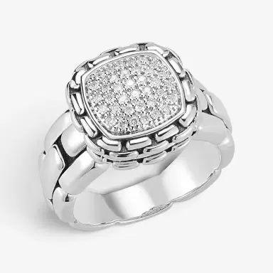JAI JAI Sterling Silver Pave Diamond Cushion Statement Ring JJH6005R-DI - by The Solist | Thumbnail 2