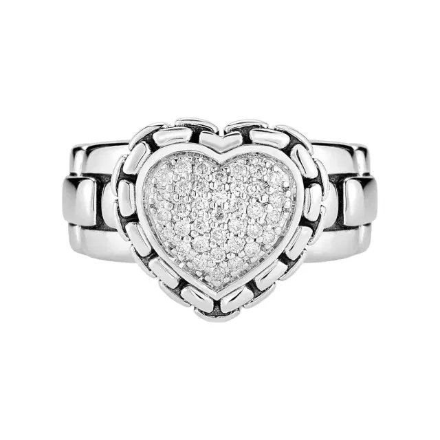 JAI JAI Sterling Silver Pave Diamond Heart Ring JJH6006R-DI - by The Solist