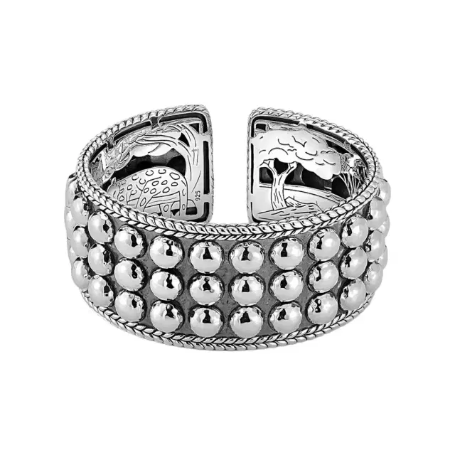 JAI JAI Sterling Silver Triple Row Hammered Dot Cuff Bangle Bracelet JJH3013B - M by The Solist