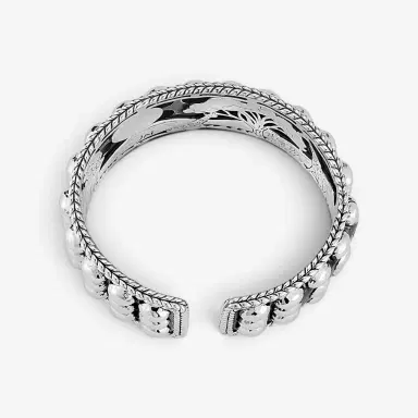JAI JAI Sterling Silver Triple Row Hammered Dot Cuff Bangle Bracelet JJH3013B - L by The Solist | Thumbnail 3