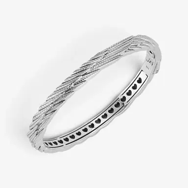 JAI JAI Wings of Love Sterling Silver Hinged Bangle Bracelet JJH1027B - L by The Solist | Thumbnail 2
