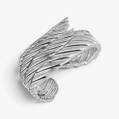JAI JAI Wings of Love Sterling Silver Hinged Cuff Bangle Bracelet JJH1026B - S by The Solist | Thumbnail 2