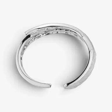 JAI JAI Wings of Love Sterling Silver Hinged Cuff Bangle Bracelet JJH1026B - S by The Solist | Thumbnail 3