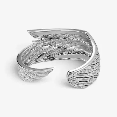 JAI JAI Wings of Love Sterling Silver Hinged Cuff Bangle Bracelet JJH1026B - M by The Solist | Thumbnail 4
