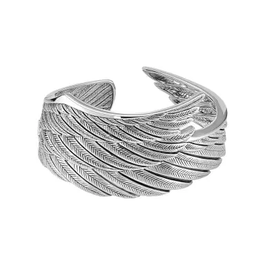 JAI JAI Wings of Love Sterling Silver Hinged Cuff Bangle Bracelet JJH1026B - M by The Solist | Thumbnail 1