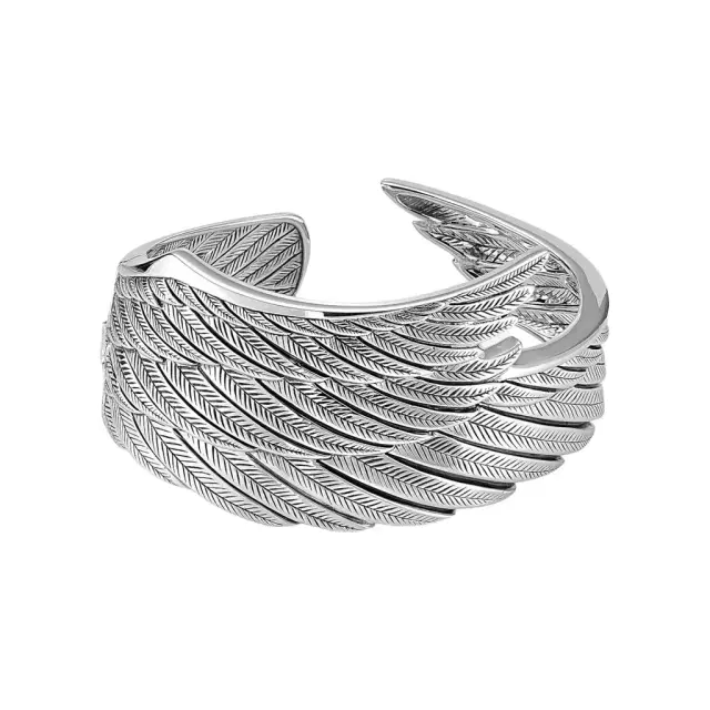 JAI JAI Wings of Love Sterling Silver Hinged Cuff Bangle Bracelet JJH1026B - L by The Solist