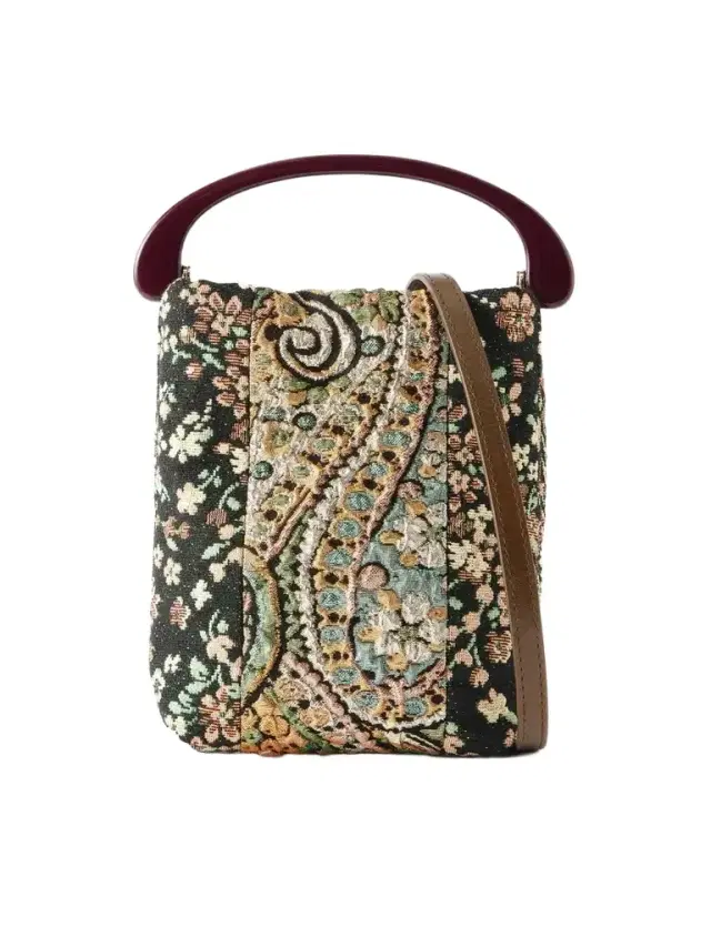 Dries Van Noten Leather-trimmed Metallic Floral-jacquard Mini Bag