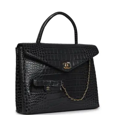 Chanel Chanel Top Handle Envelope Flap Bag Grey Croc Embossed Calfskin Gold Hardware | Thumbnail 2 Chanel Chanel Top Handle Envelope Flap Bag Grey Croc Embossed Calfskin Gold Hardware | Thumbnail 2