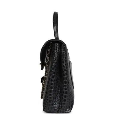 Chanel Chanel Top Handle Envelope Flap Bag Grey Croc Embossed Calfskin Gold Hardware | Thumbnail 3 Chanel Chanel Top Handle Envelope Flap Bag Grey Croc Embossed Calfskin Gold Hardware | Thumbnail 3