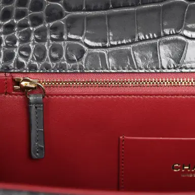Chanel Chanel Top Handle Envelope Flap Bag Grey Croc Embossed Calfskin Gold Hardware | Thumbnail 9 Chanel Chanel Top Handle Envelope Flap Bag Grey Croc Embossed Calfskin Gold Hardware | Thumbnail 9