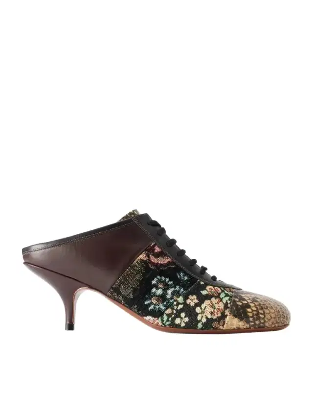 Dries Van Noten Jacquard-trimmed Snake-effect Leather Pumps