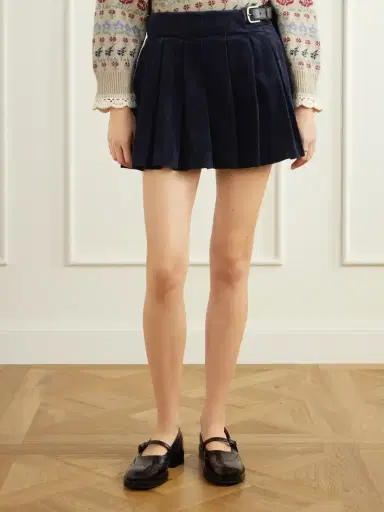 Sea Garrett Pleated Stretch-cotton Corduroy Mini Skirt | Thumbnail 3 Sea Garrett Pleated Stretch-cotton Corduroy Mini Skirt | Thumbnail 3