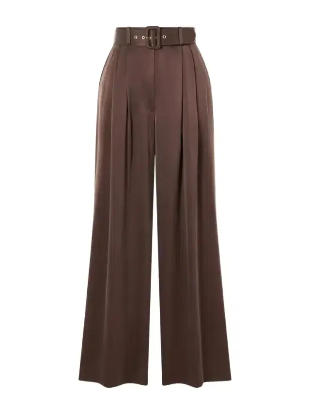 Zimmermann Belted Pleated Silk Wide-leg Pants